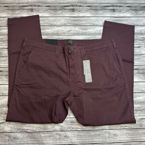 JACHS New York Men's Slim Fit Mid Rise Pants 42 x 30 Dark Red Burgundy Tapered